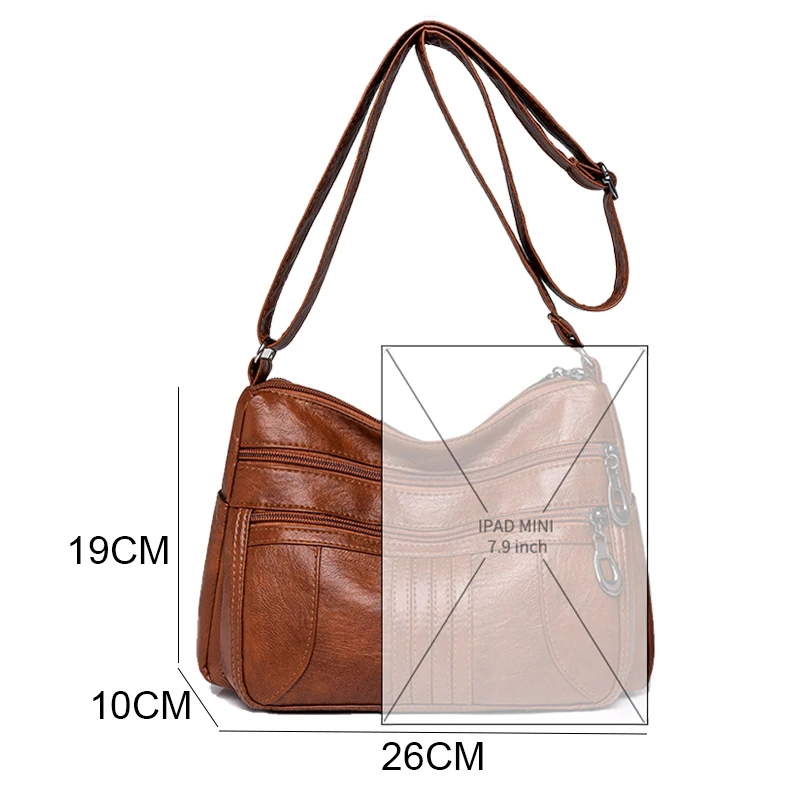 Bolsos de mano de cuero suave con múltiples bolsillos para mujer, bolsos de lujo, bolsos cruzados de hombro de diseñador, envío gratis