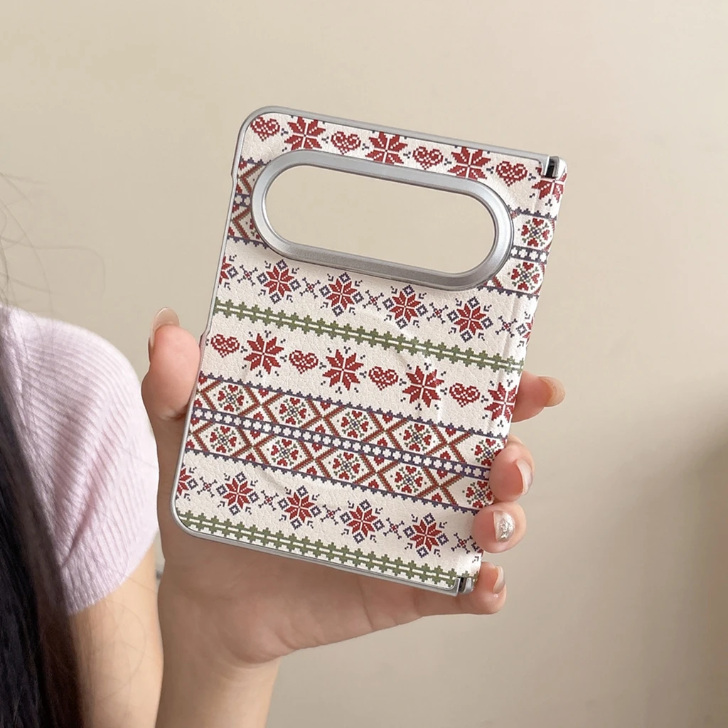 

Ethnic Style Geometric Lines Patterns Artificial Leather Magnetic Phone Cover Case for Huawei Pura X Max (Only Back Cover)