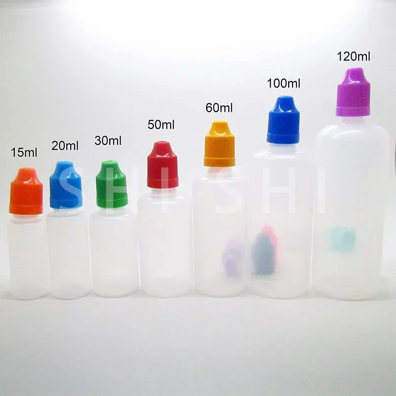 100pcs Plastic PE Dropper Bottles Empty Squeezable Containers 3/5/10/15/20ml 30ml 50ml 100ml 120ml