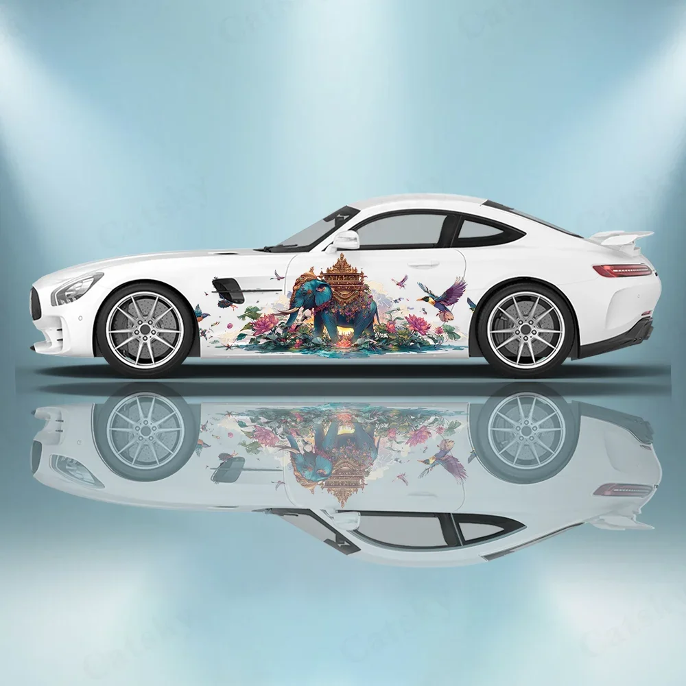 

Sacred Elephant and Bird Car Vinyl Wraps Decal Self-adhesive Anti Scratch Sticker Suitable for Trucks SUV Decor Auto Accessories