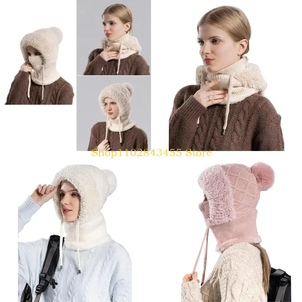 

49MC 3в1 вязаный шарф шапка женская шапка с лицевой крышкой теплая шапочка спортивная шапка для холодной погоды