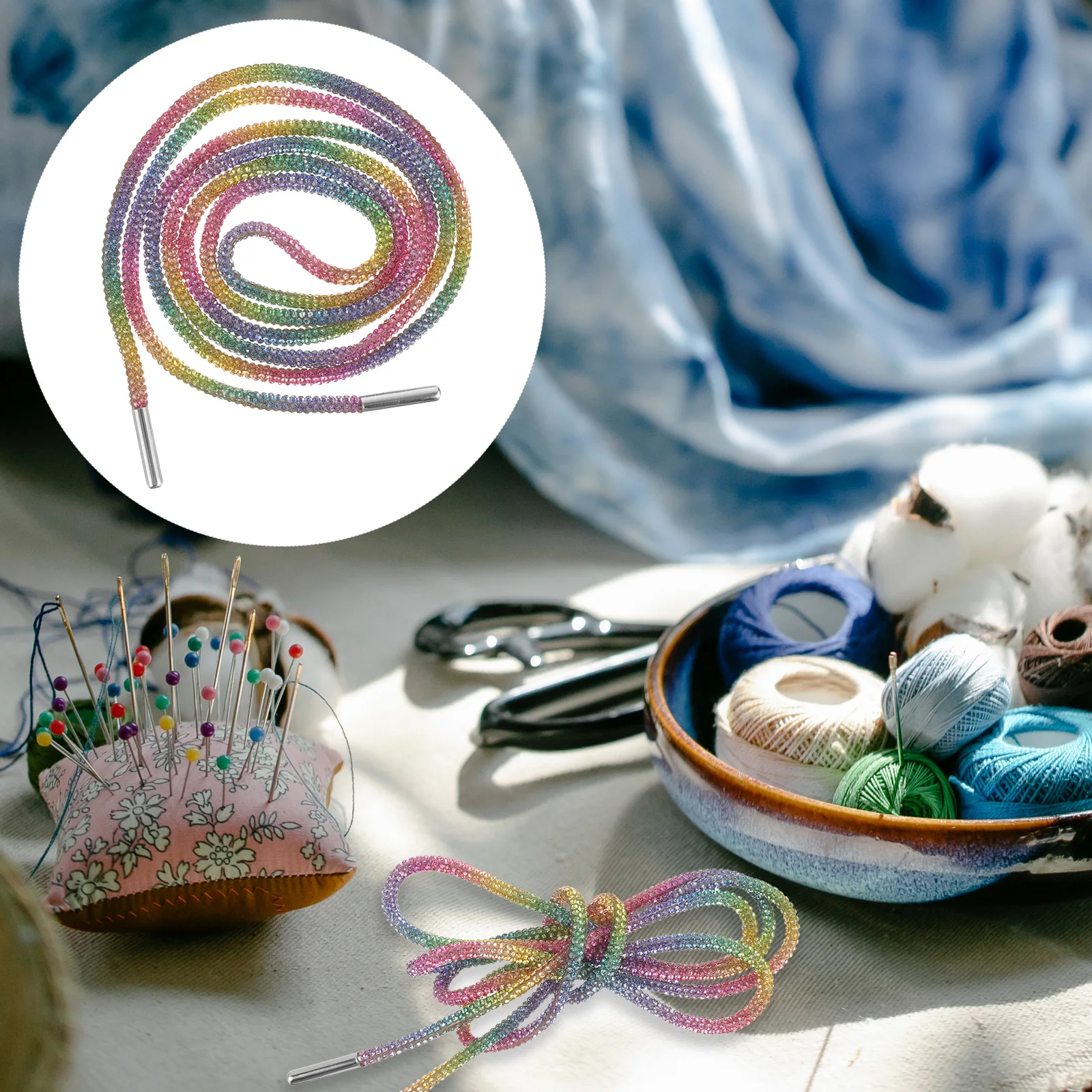 

1pcs 120cm Rhinestone Shoelaces Rhinestone Bling Shoe Laces for Sneakers Durable Glitter Shoe Laces Long Casual