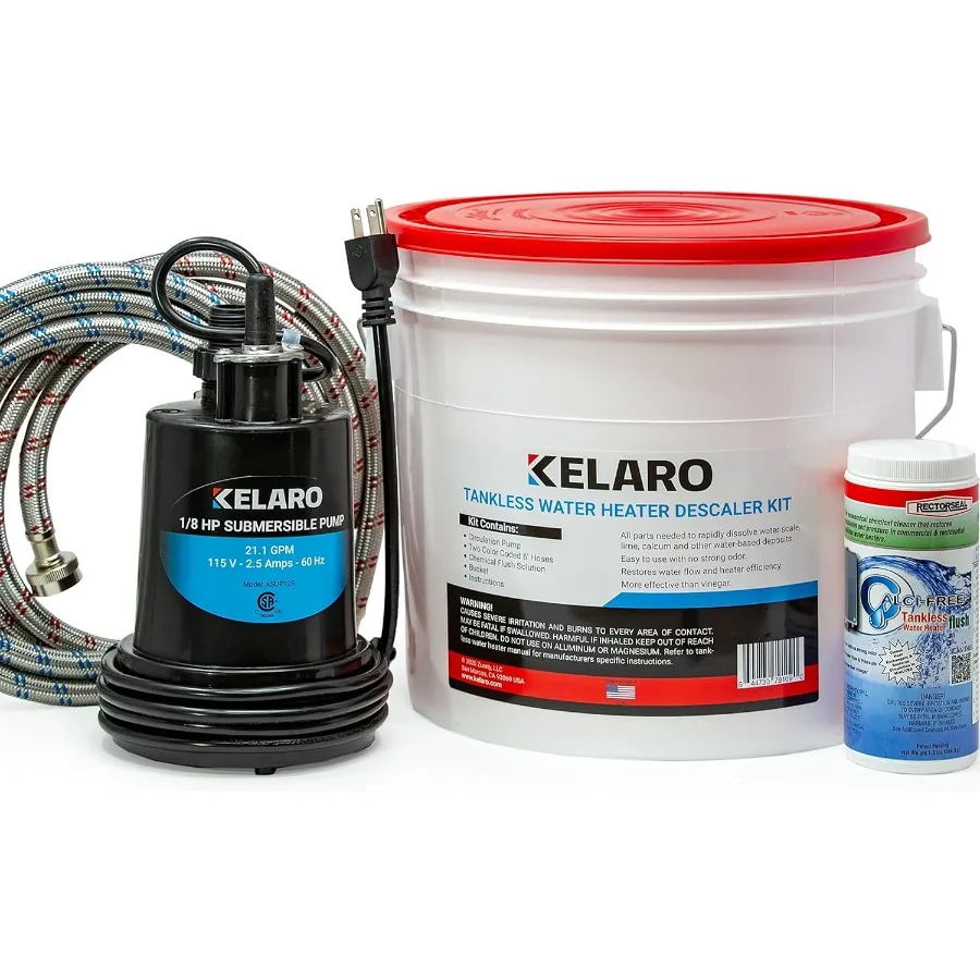 

Tankless Water Heater Flushing Kit with Rectorseal CalciFree Descaler for Efficient Scale Removal in Residential and Commercial
