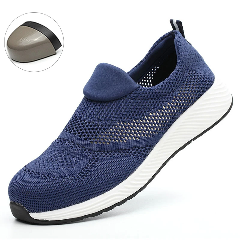 Schoenen met stalen neus voor dames Zomer ademende veiligheidsschoenen Lichtgewicht comfortabele antislip werkschoenen Stalen neus sneaker voor heren