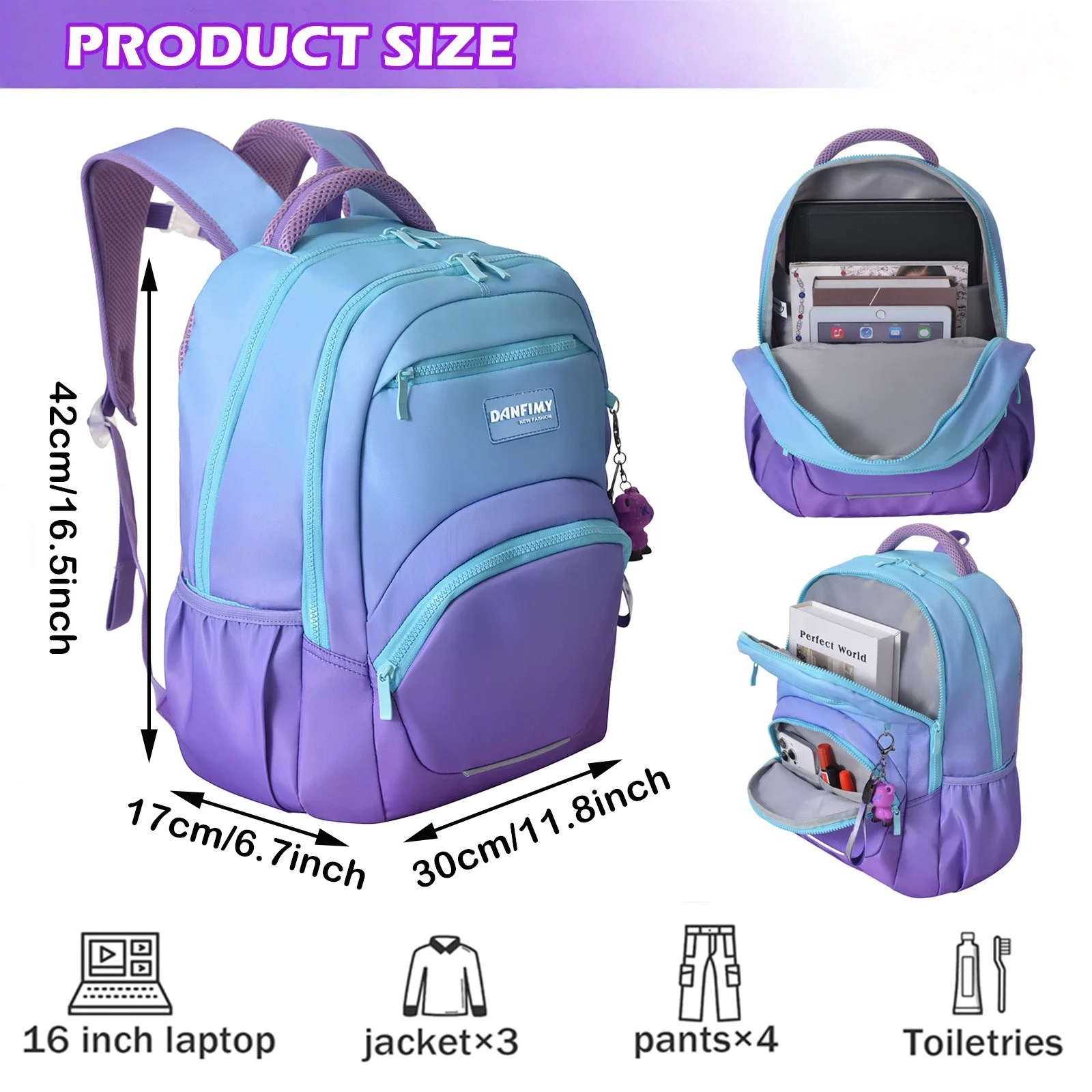 Zaino scolastico per ragazze adolescenti Zaino per laptop di grande capacità Zaino per studenti universitari delle scuole medie e superiori per ragazzi Zaino da donna