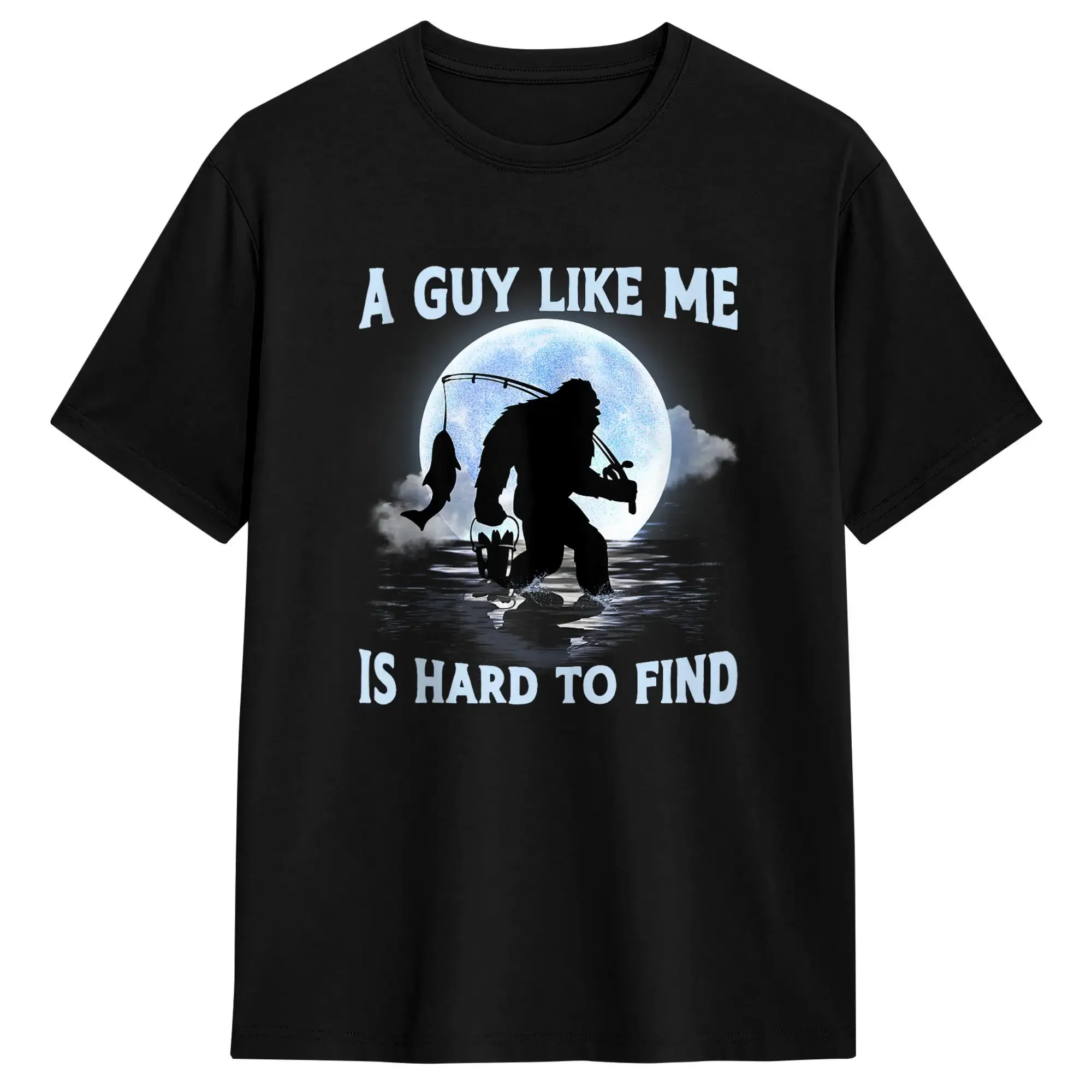 Cool Fisherman Bigfoot Fishing Funny Sasquatch Night Fishing T Shirt Summer Cotton T Shirts For Men Trending Pattern Tee Shirt