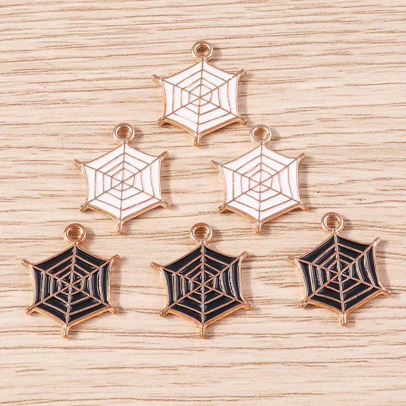 10 stücke niedlichen Emaille Halloween Spinnennetz Spinnennetz Charms Anhänger für Schmuck Herstellung Ohrringe Halskette Armband DIY Handwerk liefert – Detail 6