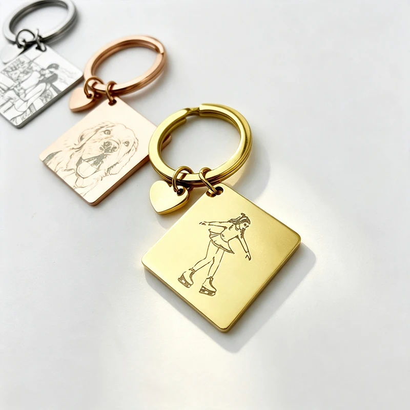 Custom Stainless Steel Photo Pendant Keychain Personalized Keychain With Laser Engraving Jewellery For Woman Memorial keychain