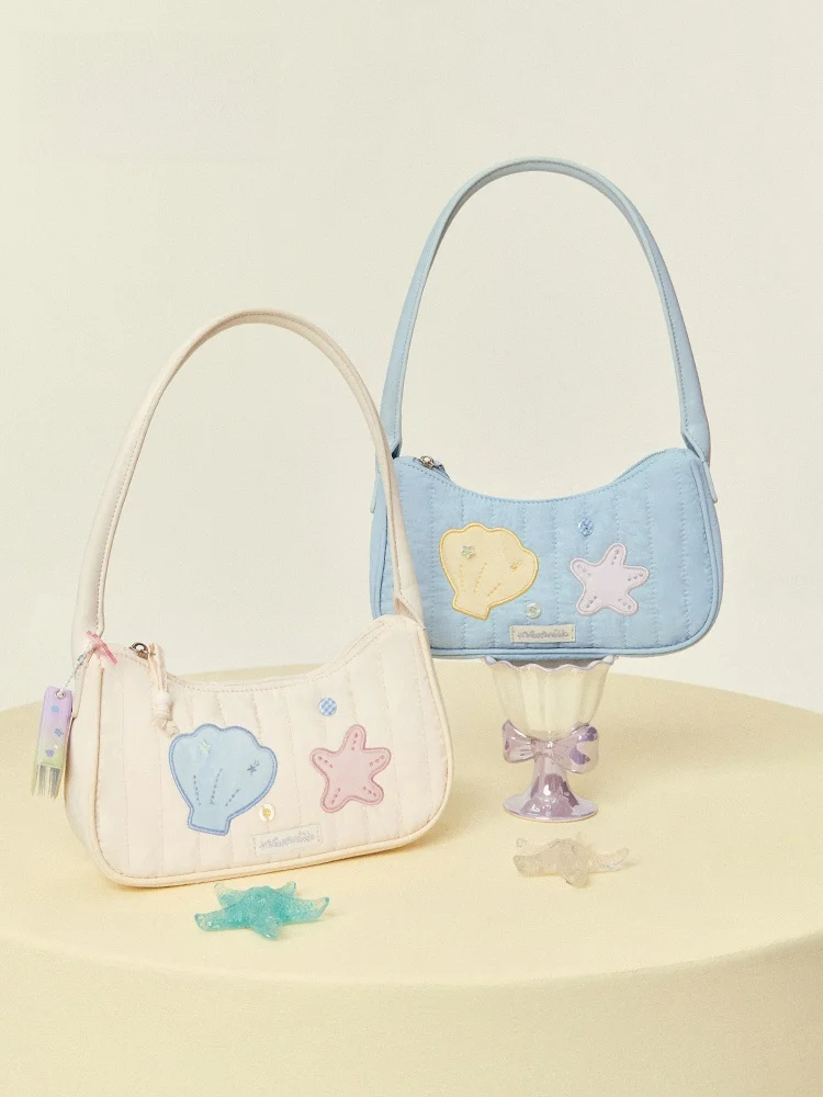 VANWALK Bubble Island Summer Travel Shoulder Bag Cloud Shape Handbag Youth Casual Style Single Shoulder Bag for Girls