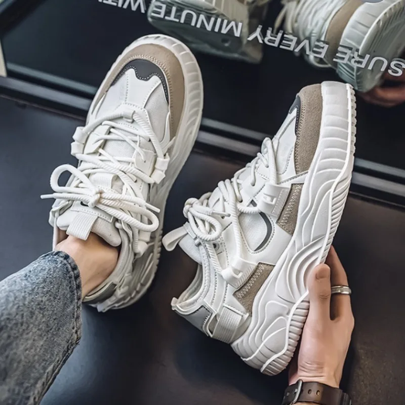 

Мужская модная трендовая повседневная обувь с низким берцем на толстой подошве, осень 2023, универсальные удобные сетчатые дышащие нескользящие массивные кроссовки