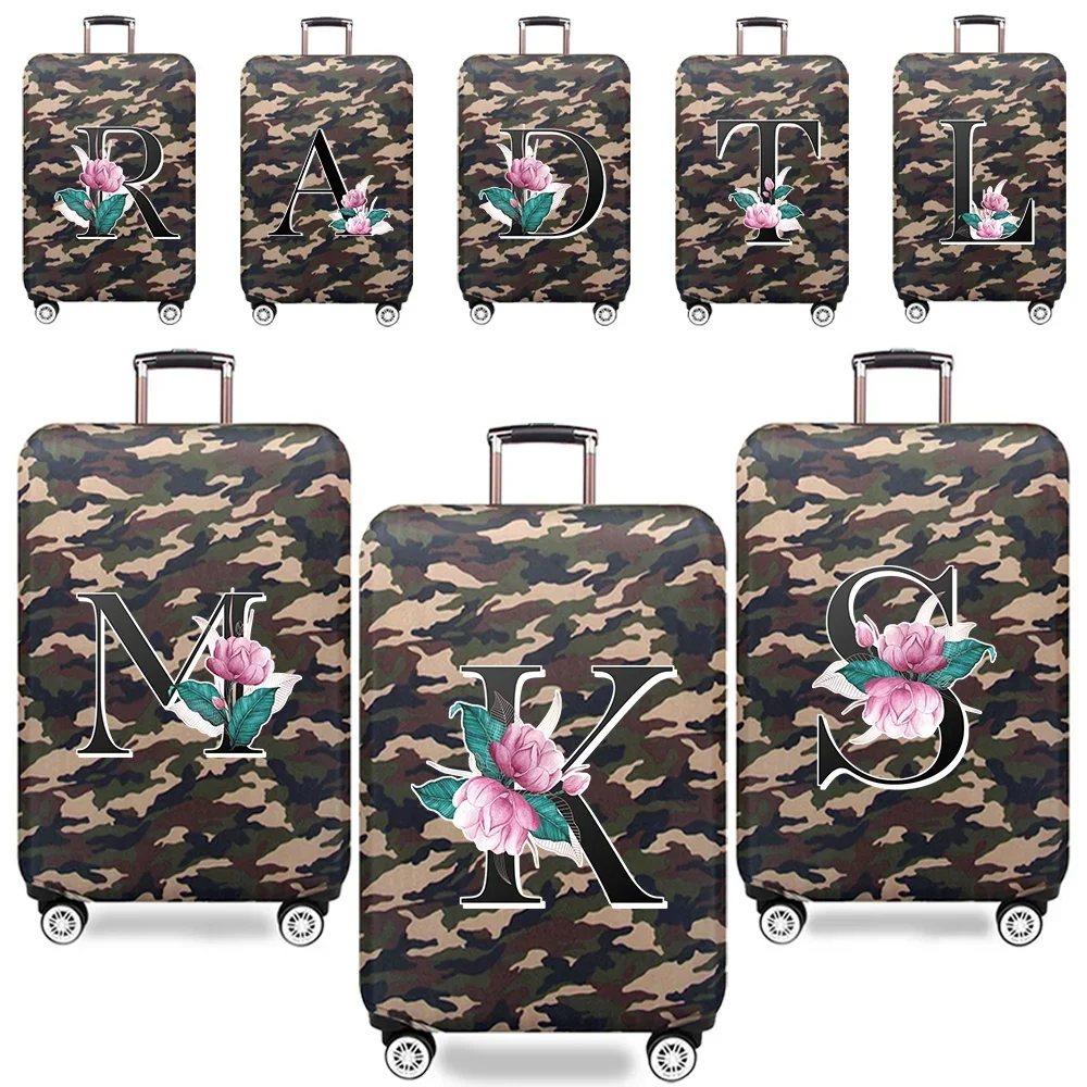 Letter Series Printed Camouflage Suitcase Protective Cover 18-32 Inch Dustproof Elastic Fabric