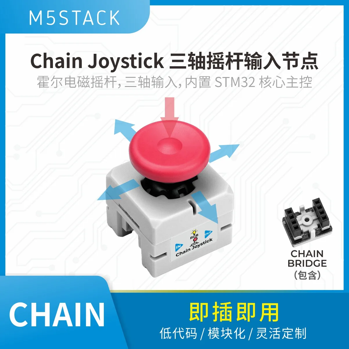 

Официальный высокоточный программируемый джойстик M5Stack с датчиком Холла и удлинителем для электроники и DIY-проектов