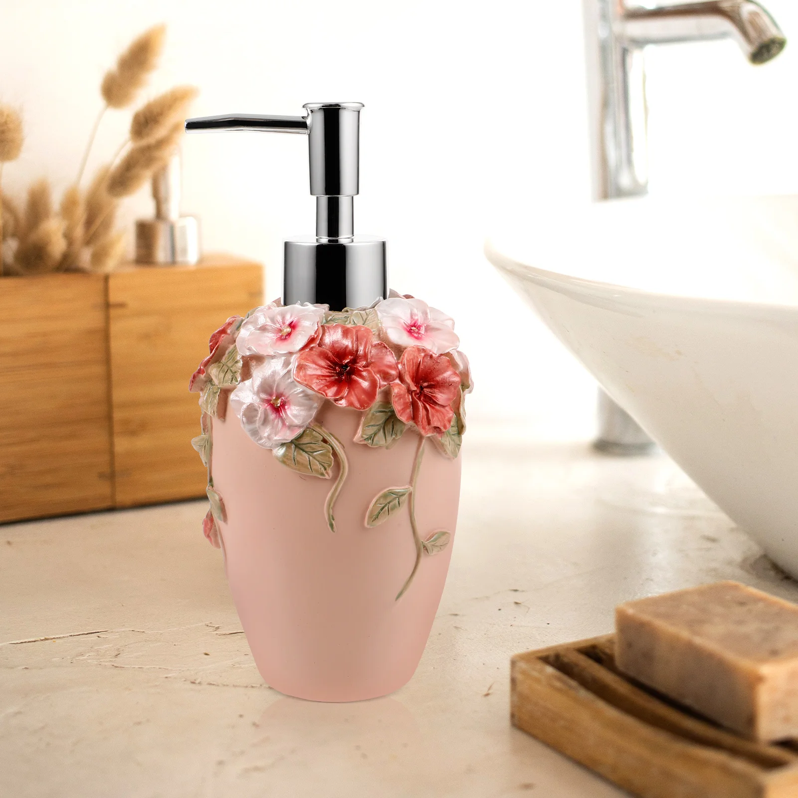 

Shampoo Conditioner Dispenser Bath Bottling Hair Bathroom Lotion Pump Shower Body Wash Gel Container Pink Resin Leak Proof