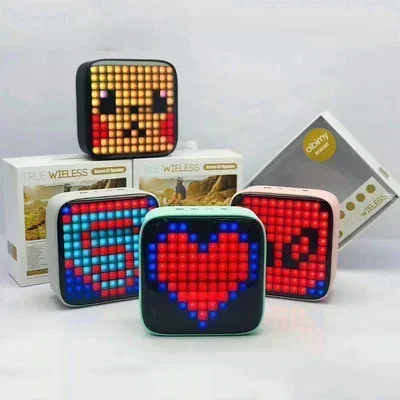 

bluetooth speaker tweeter Square led creative Bluetooth mini pixel sound subwoofer speaker wireless lovely color lamp new gift