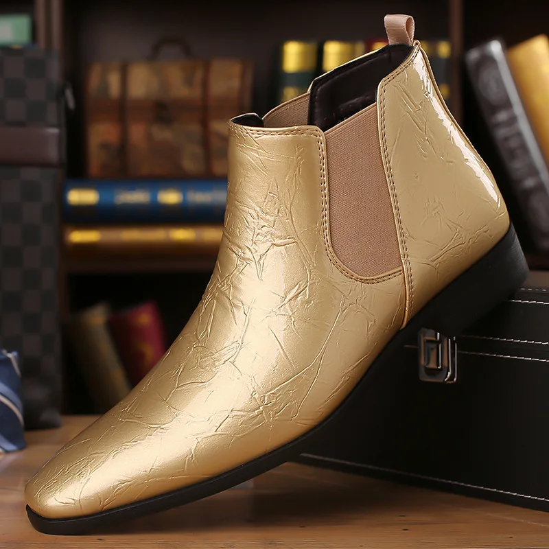 

Autumn Winter Leather Chelsea Boots for Men Designer Soft-soled Business Men Dress Shoe Fashion Comfortable Ankle Boots Big Size
