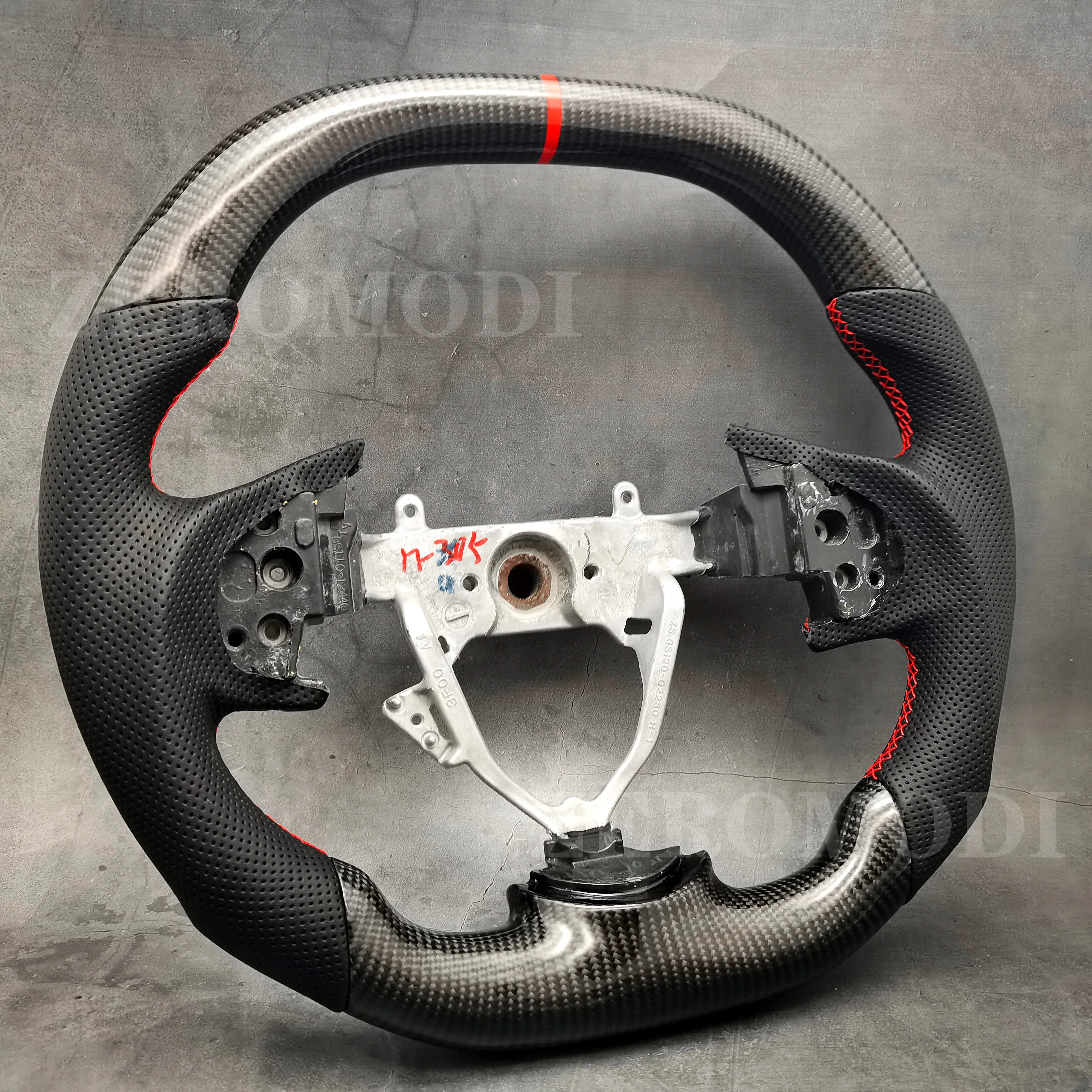 Custom Carbon Fiber Perforated Leather Steering Wheel For Mitsubishi Lancer