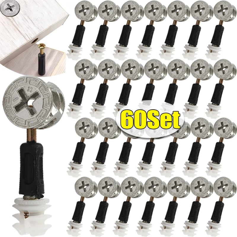 

3 in 1 Furniture Connector Screw Cam Bolt Nuts Assortiment Kit Cabinet Drawer Furniture Fasteners Cam Lock Fittings with Dowel