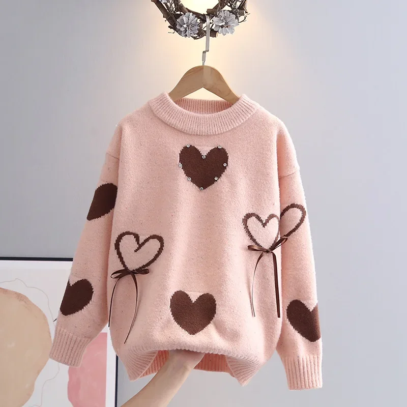 Girls'sweater Autumn winter children's knitting CuHK children love girl student version simple everything  foreign style sweater