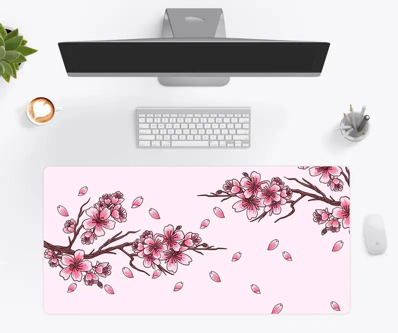 

Pink Cherry Blossom Mouse Pads, Anime Cherry Blossom Mouse Pad,XXL Japanese-style Art Desk Mat, A Perfect Gift for Friends.