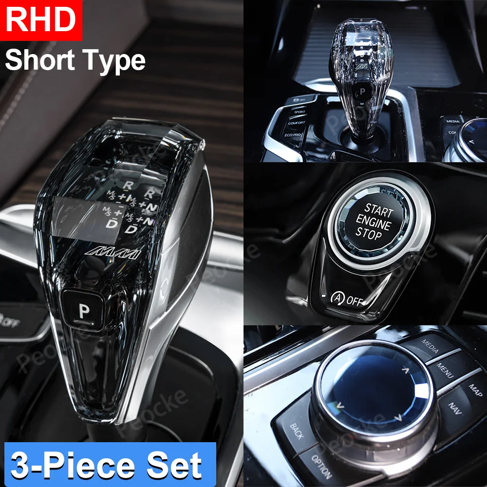 RHD Crystal Gear Lever Handle Short Type For BMW F34 F30 F20 F22 F33 F36 F18 F10 F06 F12 F13 G12 G38 G08 G30 Gear Shift Knob Kit