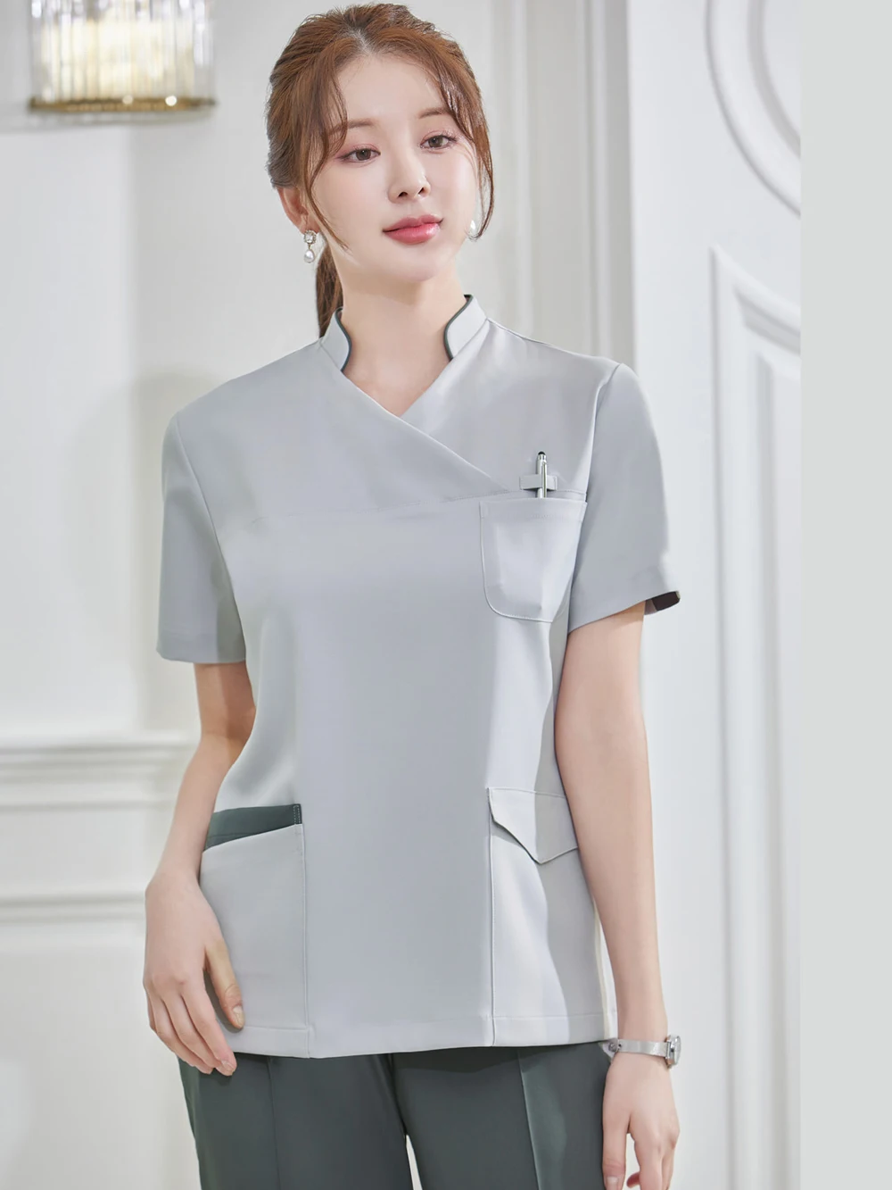 

Новый медицинский эстетический костюм для больниц, стоматологий, ветеринарных клиник, комплект униформы для врачей и медсестер, из полиэстера