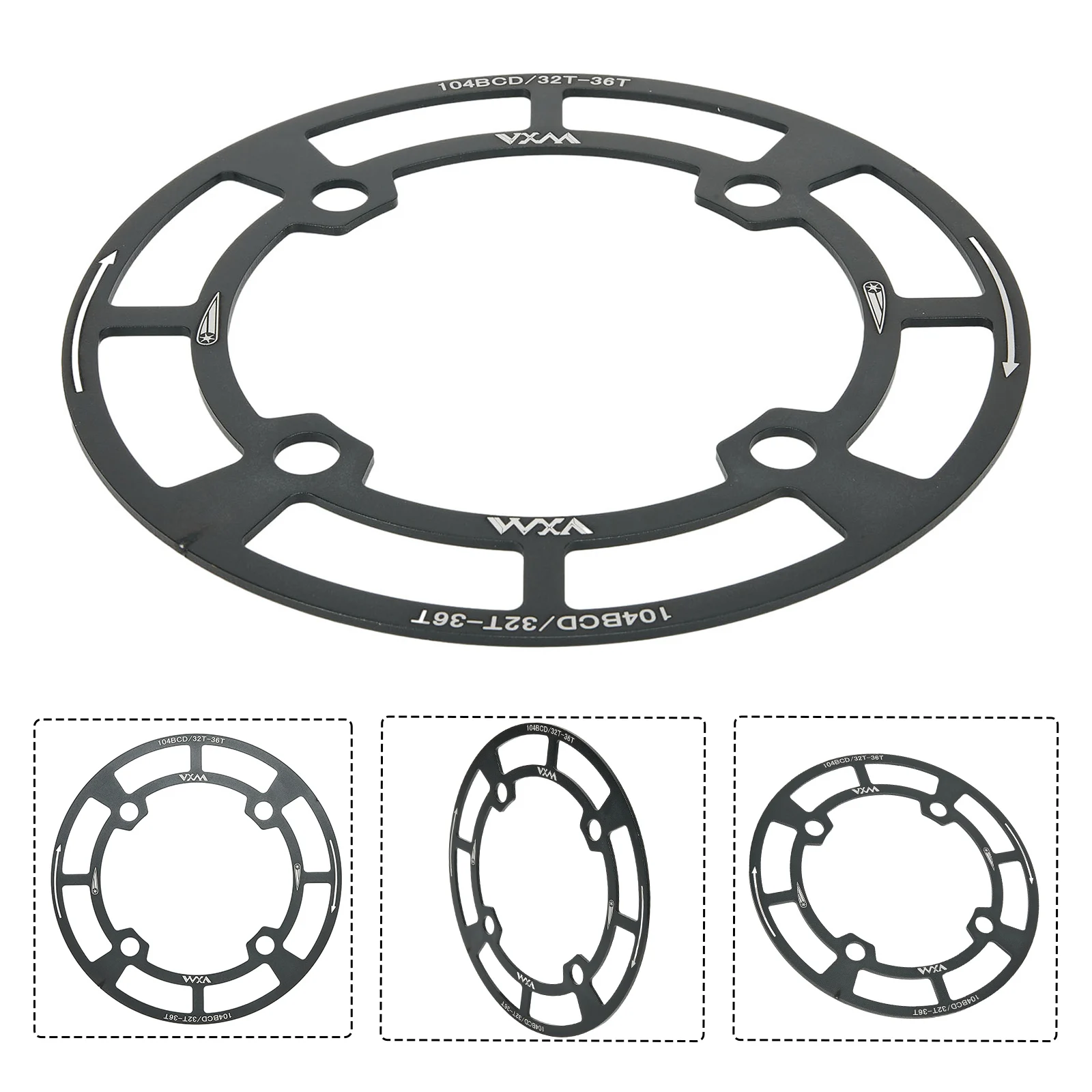 

Cycling Tool Chainring Cover 104BCD 32-34-36T 38-40-42T Bike Black Net Weight 35/45g Riding Safety Scratch Resistant