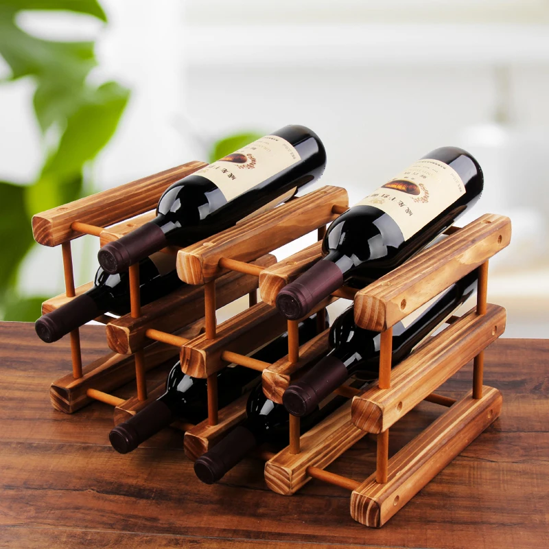 Simple Style Solid Wood Red Wine Rack Decoration Home Wine Bottle Display Rack Living Room Bar & Wine Cabinets #050D