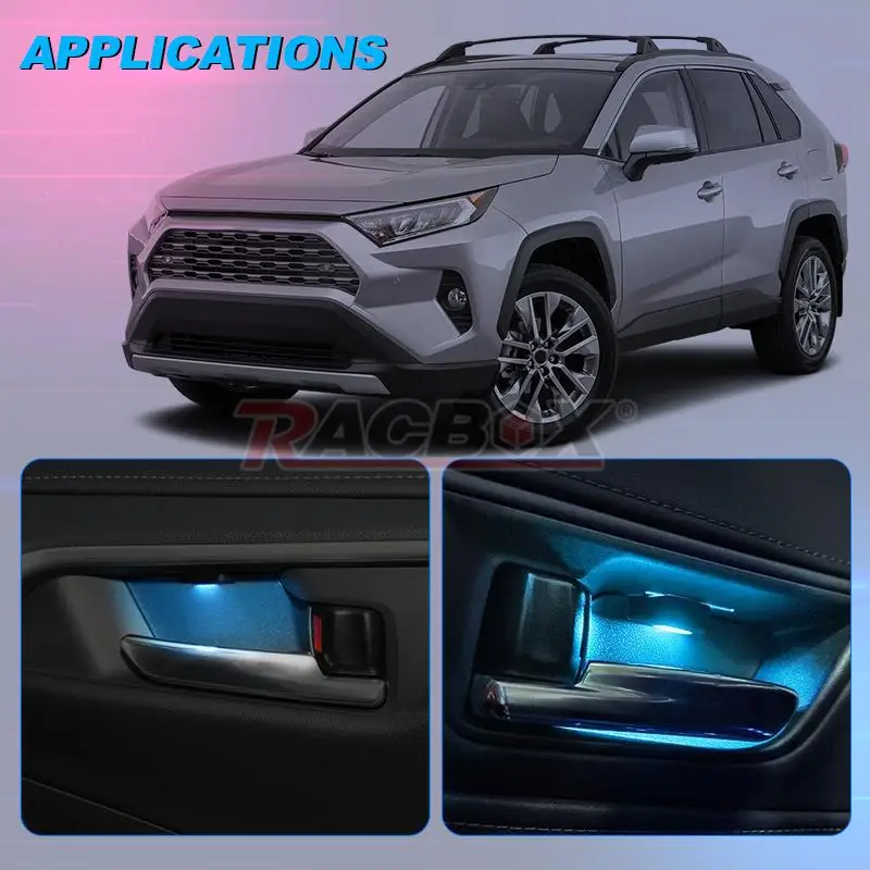 LED Door Bowl Armrest Atmosphere Light for Toyota RAV4 XA50 2019 2020 2021 2022 2023 Interior Decoration Ice Blue Handle Lamp