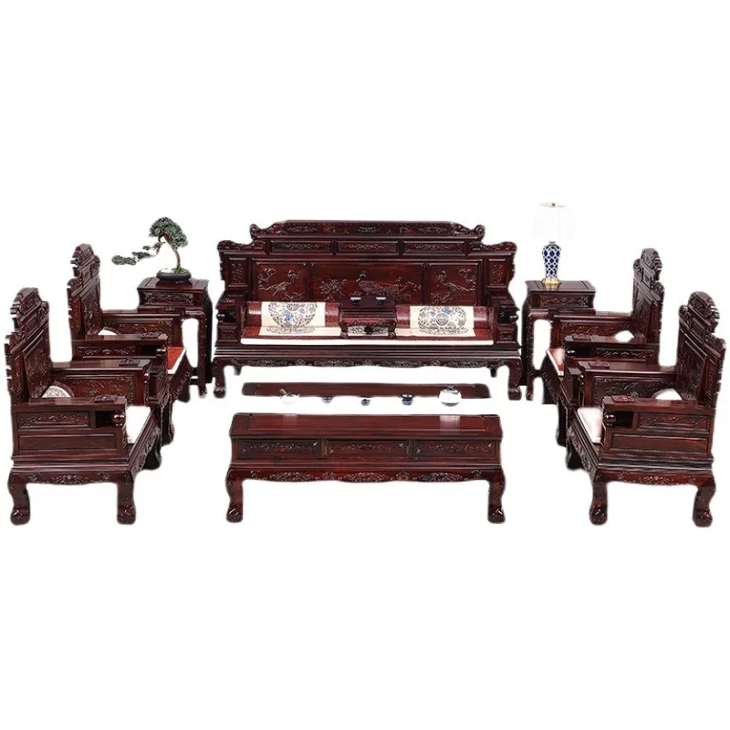 Furniture living room full set of Indonesian black rosewood sofa broad-leaved rosewood Chinese rosewood sofa