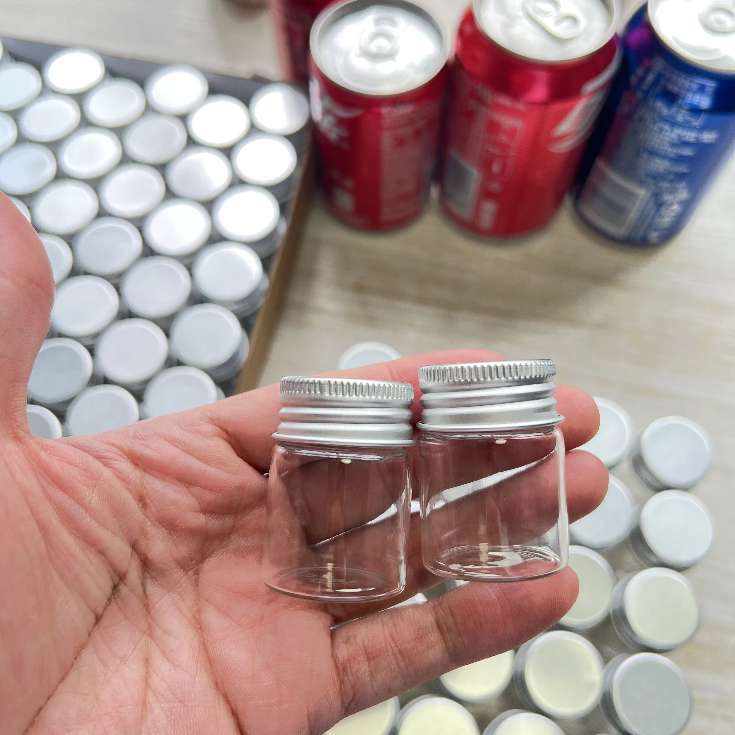 30/100 PCS 15ml Mini Glass Bottles Glass Jars 21×30×40mm Cute Tiny  Aluminum Seal Glass Tube Vial Candy Seeds Containers