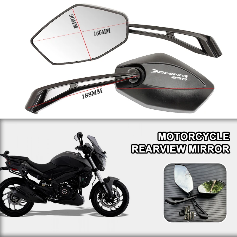 Motorcycle Rearview Mirror HD Wide-Angle 360° Rotating Handlebar Mount For Bajaj Dominar 250 400 Avenger 220 160 Cruise Pulsar