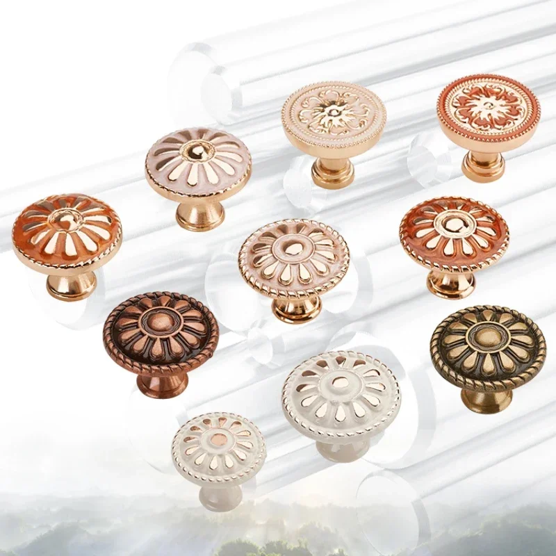 Champagne Gold Door Handles Zinc Alloy Cabinet Drawer Knobs European Wardrobe Pulls Kitchen Furniture Hardware