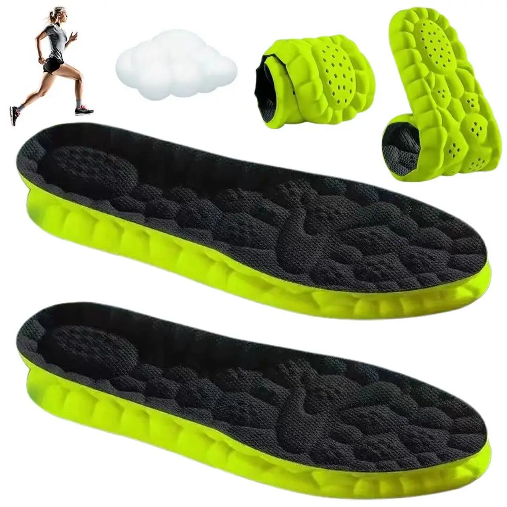 4D Cloud Technology PU Sole Sports Insoles For Shoes Soft Breathable Shock Absorption Cushion Running Orthopedic Care Insoles