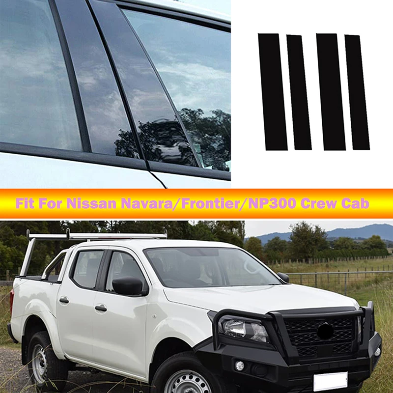 Car Window Pillar Posts Door Trim Cover Stickers Decal for Nissan Navara Frontier NP300 Crew Cab 2018 2019 2020 2021 Accessories