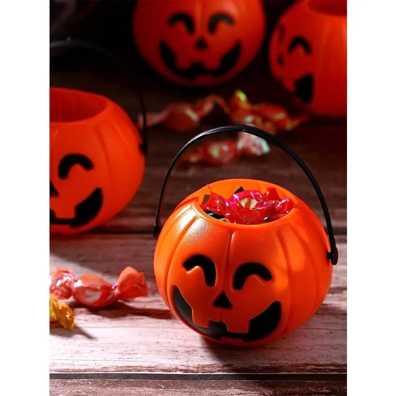 Hoch leistungs Halloween Kürbis Süßigkeiten Eimer tragbare Trick behandeln Kunststoff Candy Pot Griff Halloween Geschenk Home Decoration Requisiten