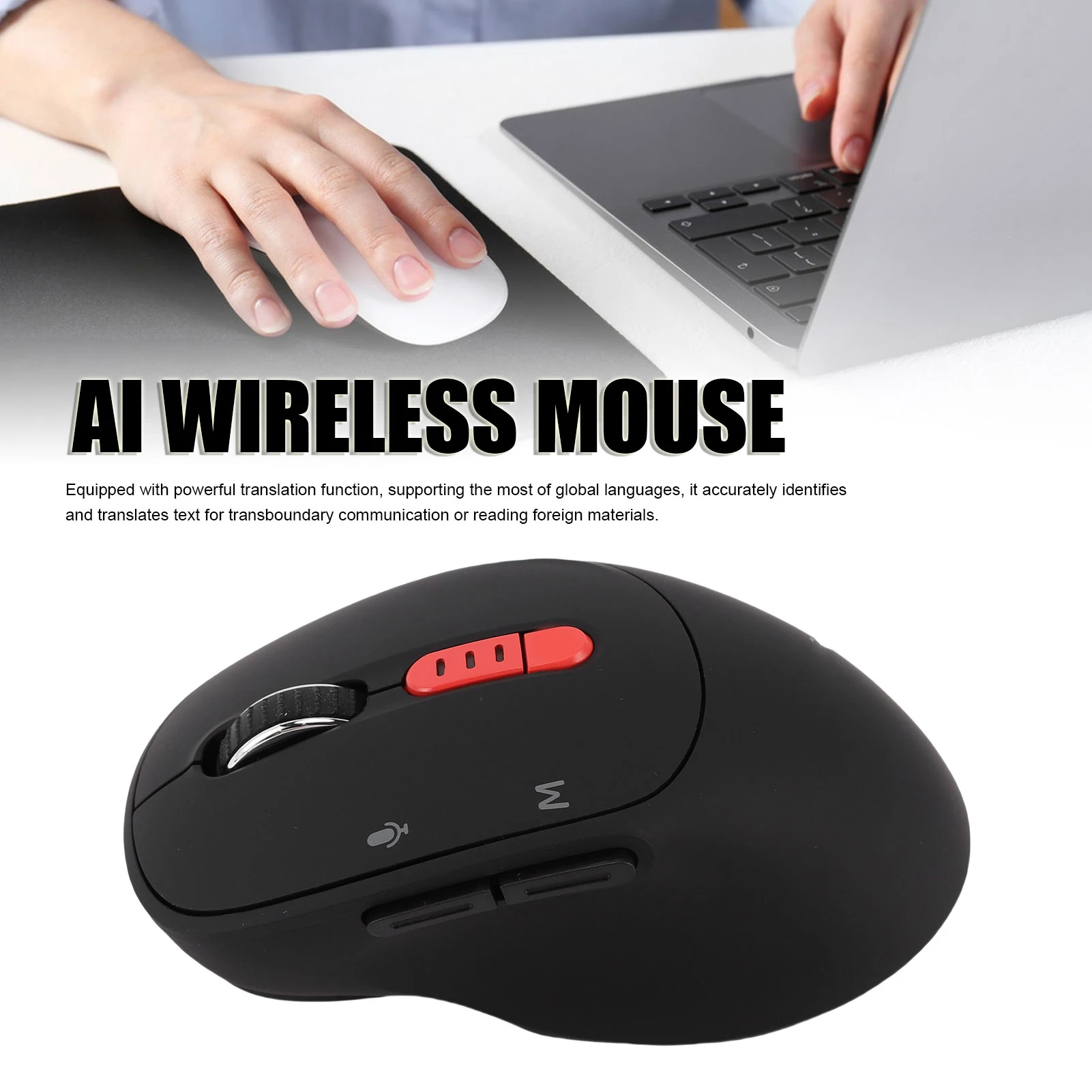 AI Voice Mouse for GPT 6 in 1 Voice Typing Translation Quiet Ergonomic Rechargeable  Wireless Computer Mouse for Desktop PC