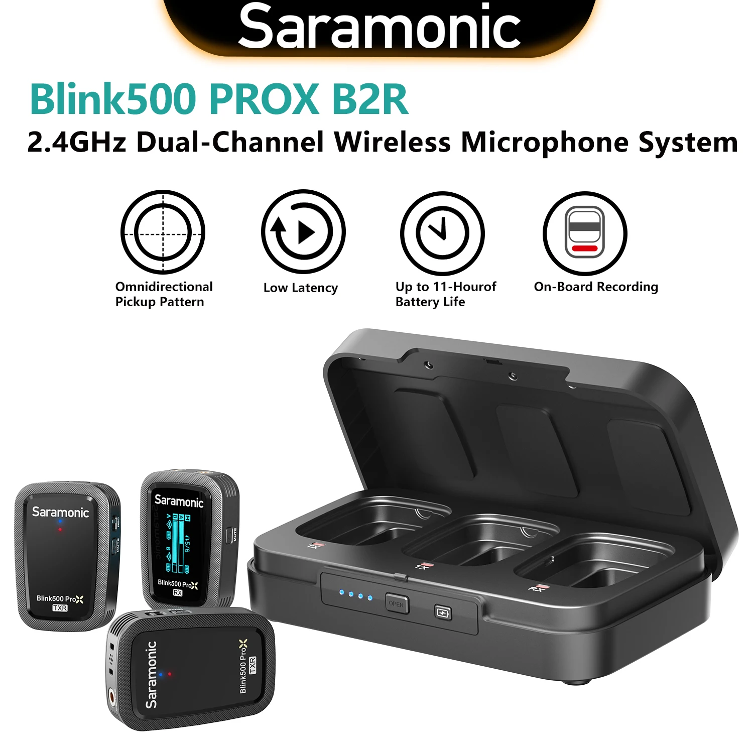 Saramonic Blink500 ProX B2R Wireless Lavalier Microphone for iPhone Android DSLR Cameras Smartphones Gaming Video Recording Vlog