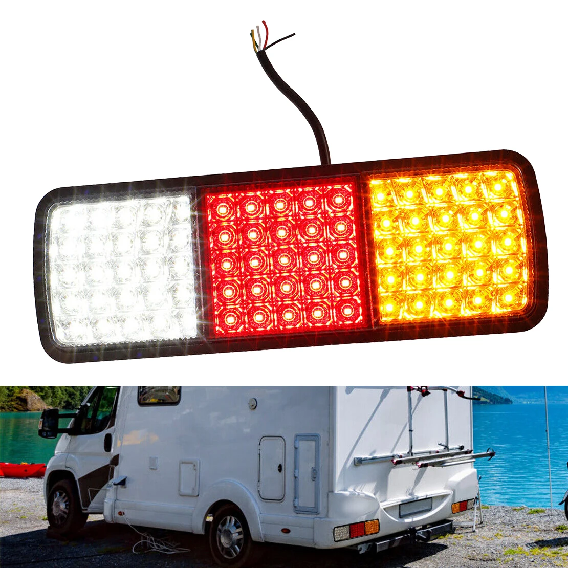 12V 75 Led Rear Tail Lights Stop Indicator Reverse Side Bumper Lamps Universal for Ute Trailer Caravan Truck Boat Van Vehicle