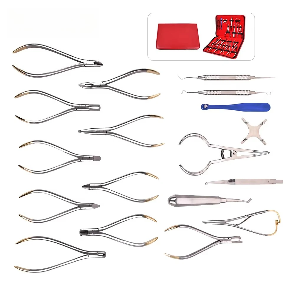 

18Pcs/Set Dental Orthodontic Tool Set with TC Medical Instrument Forceps Dentist Tools Equipment Dental Lab Instrument