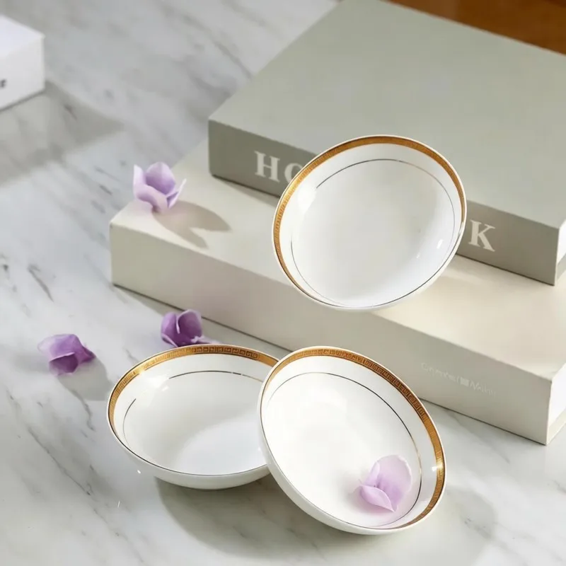 3pcs set, 4inch, bone china kids plate, golden banding designe, small soy sauce dish, porcelain plates, sushi tableware snack