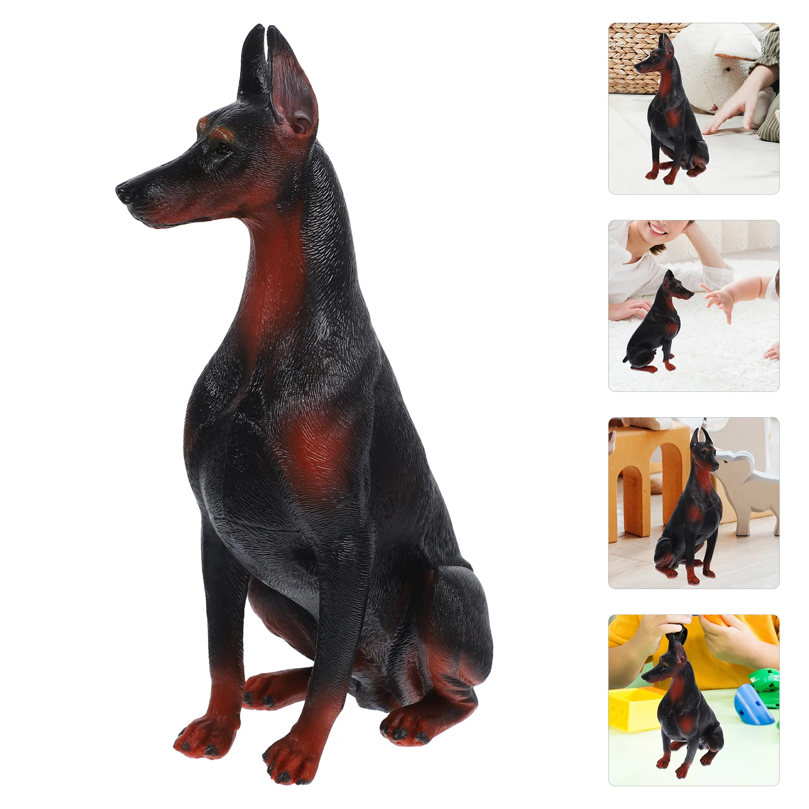 Simulation Doberman Pinscher Model Decoration Childrens Toys Animal Figures Dog Sculpture Fake Plastic Desktop