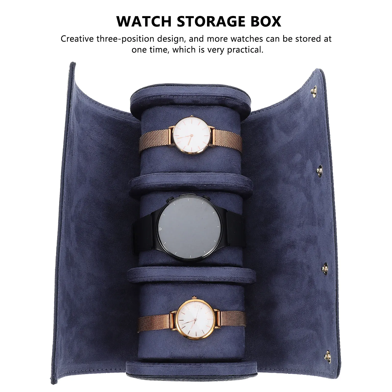 Watch Storage Box 1 Organizer Case for Men Blue Flannel Velour Dust Proof Protective Watch Case Storage Solution