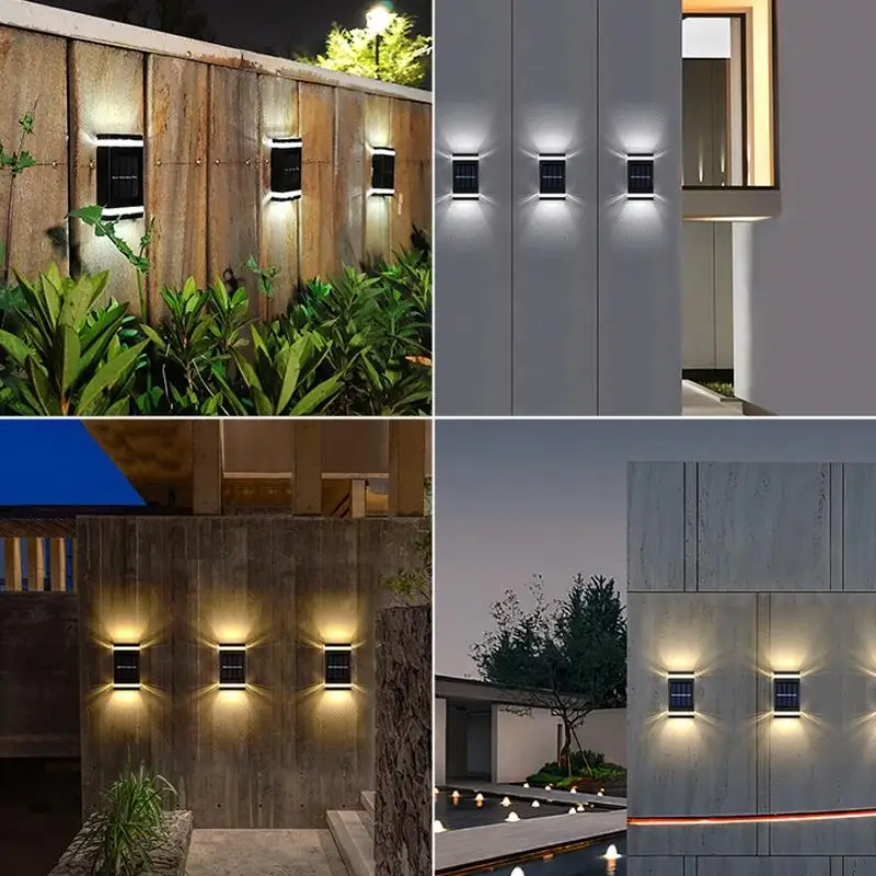 

6LED Outdoor Solar Street Light Wall Lamp Waterproof Wall Washing Lights Up And Down Lighting For Terrace Garden Fence Villa