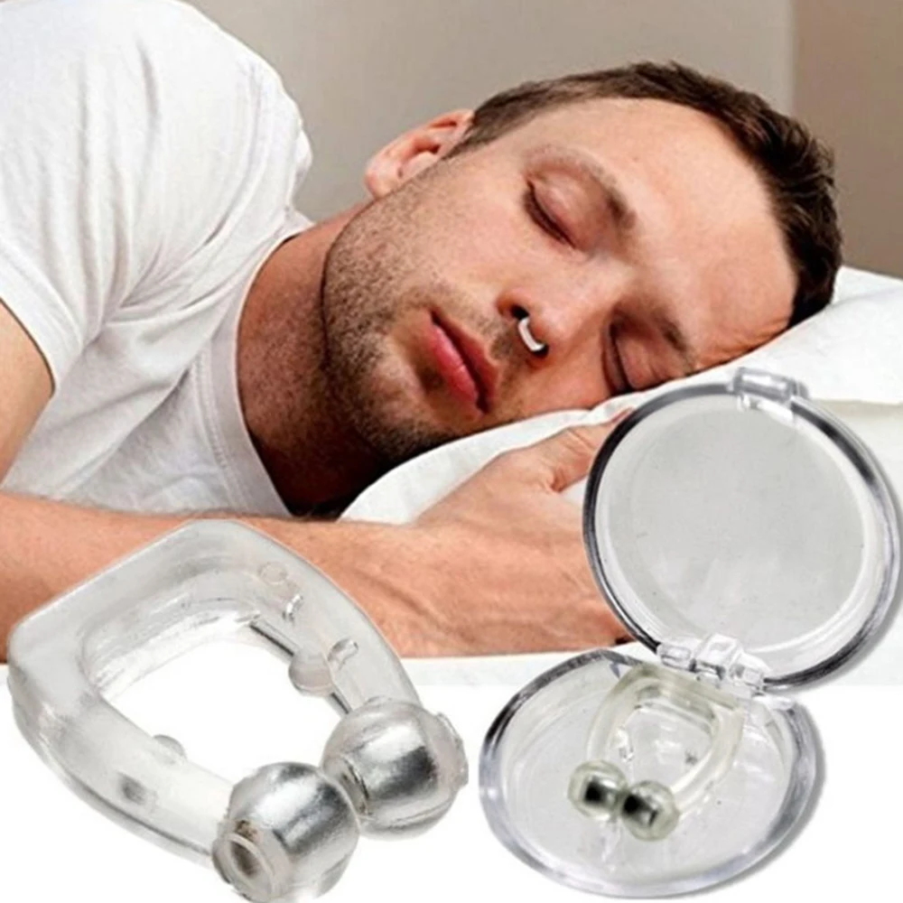 ZK30 Magnetic Anti Snoring Silicone Anti Snore Nose Clip Tray Sleeping Aid Apnea Guard Night Device for Men Antisnoring Stopper