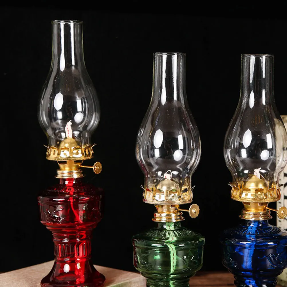 

2Pcs Glass Oil Lamp Shade Vintage Style Clear Lamp Chimney Replacement Cover Lampshade