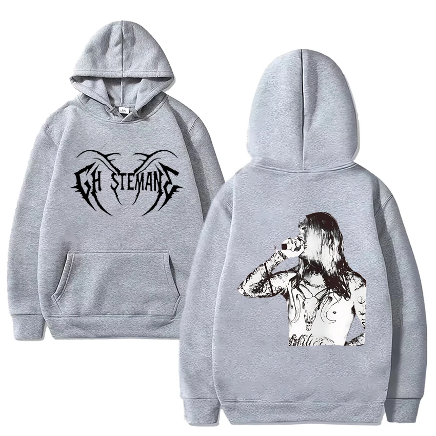 Ghostemane piosenkarka gotycka dwustronna bluza z kapturem z nadrukiem nowy mężczyzna kobiet Casual hiphopowy sweter unisex polarowa bluza z długim rękawem