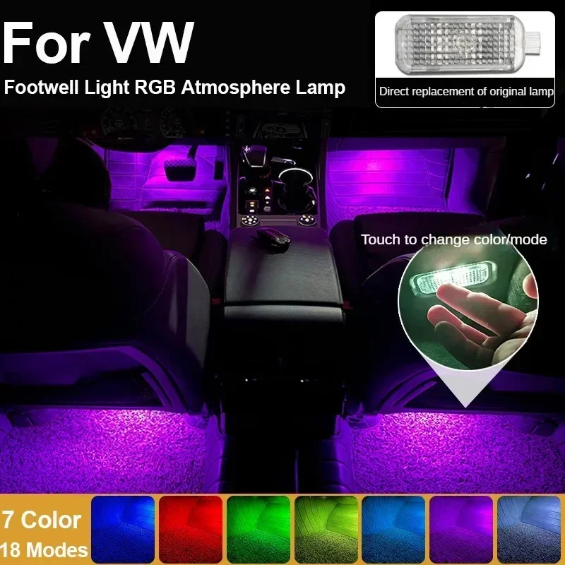 LED Car Footwell Light RGB Atmosphere Lamp Interior Decorative for VW Golf 6 MK6 EOS Sharan 7N Touareg 7L 7P Passat B5 B6 Arteon