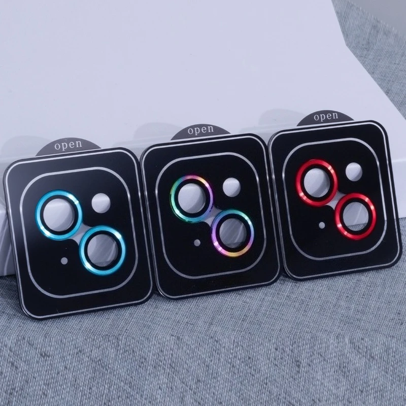 CD-Muster Glas-Metall-Ring Kameraobjektivschutz für iPhone 16 15 14 13 12 11 Pro Max Mini Plus Schutzfolie Kratzfest