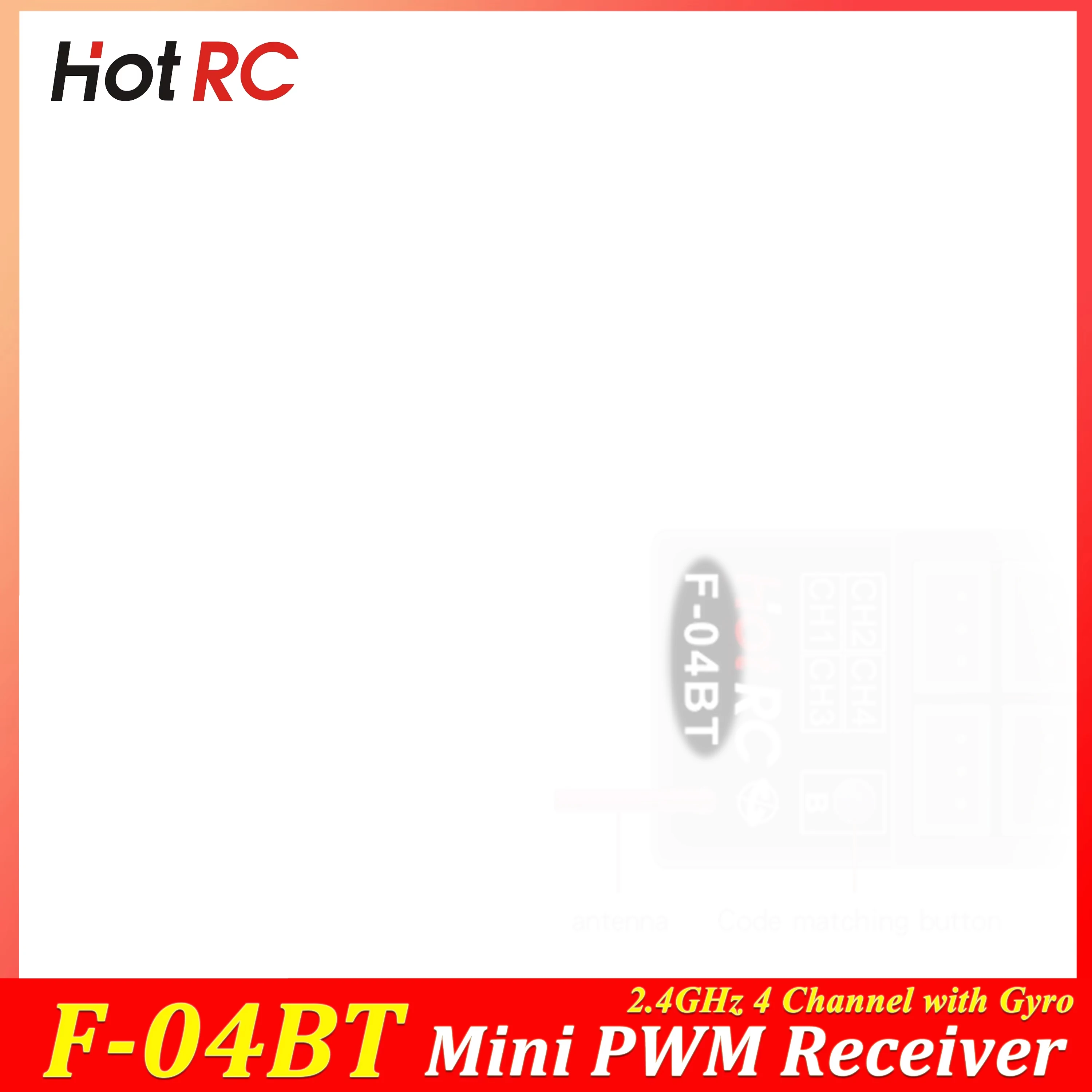 HotRC F-04BT Mini PWM Receiver 4 Channel 2.4GHz with Gyro for Remote Controller Transmitter RC Car Truck Boat Model Upgrade Part