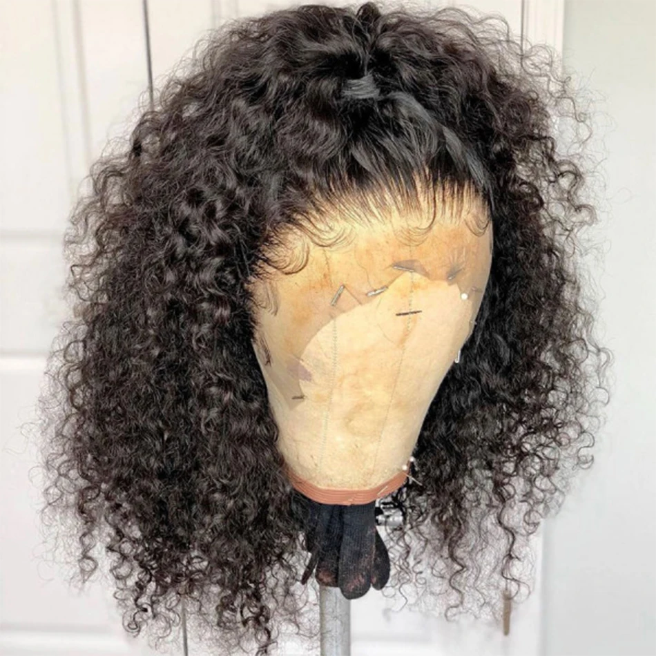 

200% Density Deep Wave Pre Cut Lace Glueless Wigs Human Hair Water Wave Curly Bob Wigs Brazilian Short Bob 4x4 Lace Closure Wig